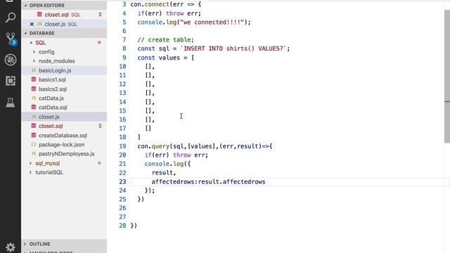 nodejs and mysql CRUD challenge AND some ES6 arrow functions - part 1 смотреть онлайн