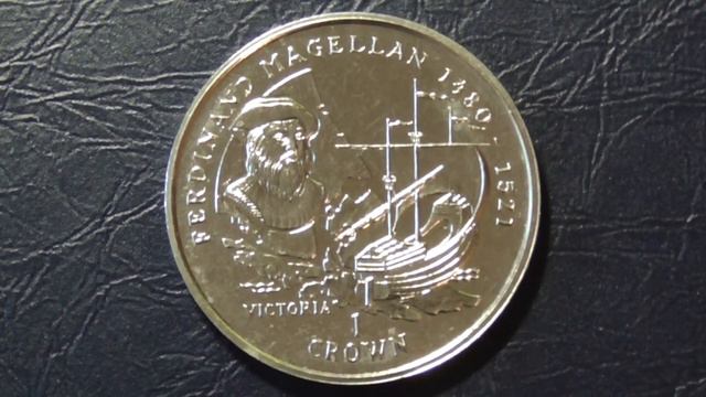 Монета 1 крона о-ва Мэн 1996 г. "Ф.Магеллан". смотреть онлайн