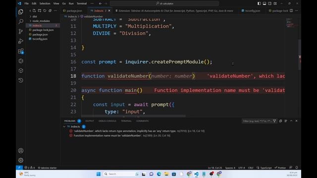 TypeScript Node JS project 01: CLI calculator with inquirer prompt and chalk alert in Node JS смотреть онлайн