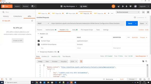 Start UiPath Process from Postman (Orchestrator REST API) смотреть онлайн