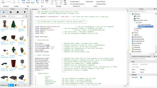 Basic tutorial for Kohl's Admin Infinite - Roblox Studio смотреть онлайн