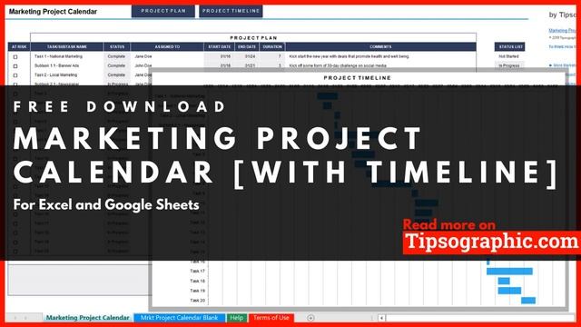 Marketing Project Calendar, with Gantt Chart Timeline ► FREE Excel & Google Sheets смотреть онлайн