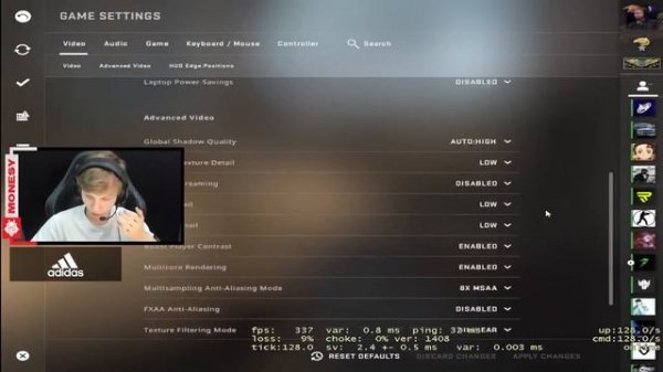 M0NESY ПОКАЗАЛ ИМБОВЫЕ НАСТРОЙКИ! / MONESY SETTINGS / МОНЕСИ НАСТРОЙКИ