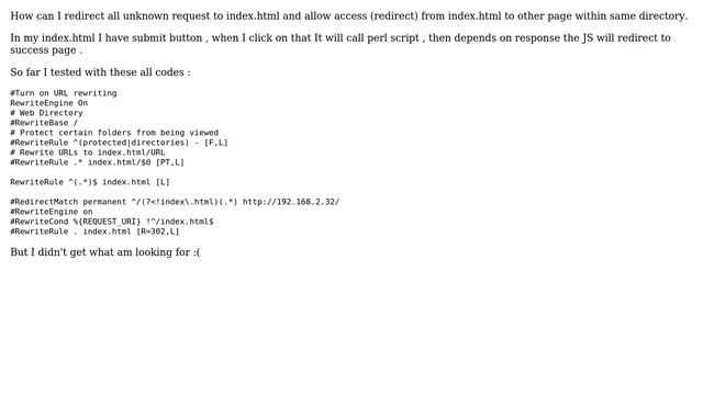 Redirect all request to index.html but allow redirect from index.html to other page смотреть онлайн