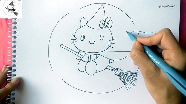 How to draw Hello Kitty - WITCH easy and simple. ХЭЛОУ КИТТИ смотреть онлайн