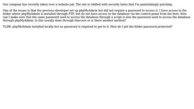 DevOps & SysAdmins: Server has phpmyadmin setup, but does not require a password to access смотреть онлайн