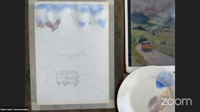 Учимся рисовать акварелью. Прямой эфир из школы GRAFIKA