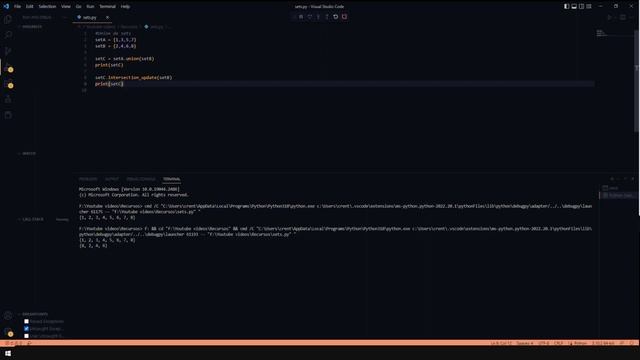 Sets Python P2 domina la coleccion de datos con los diferentes metodos parte II смотреть онлайн