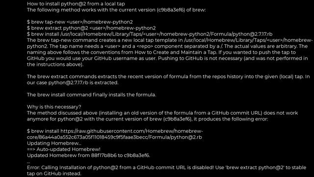 Python :How to reinstall python@2 from Homebrew?(5solution) смотреть онлайн
