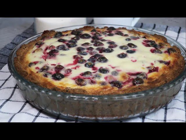 Обалденный пирог с клюквой и сметанной заливкой на творожном тесте смотреть онлайн