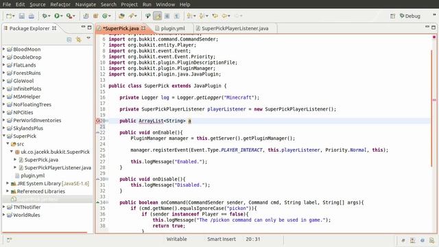 Java Bukkit Plugin Tutorial: Chat Commands - Defining Commands [part 03] смотреть онлайн