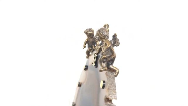 Mineral Premium Clock with bronze cupid figures on agate plate A0157A смотреть онлайн