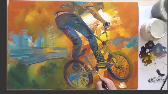 BMX ENERGY. Картина акриловыми красками. смотреть онлайн