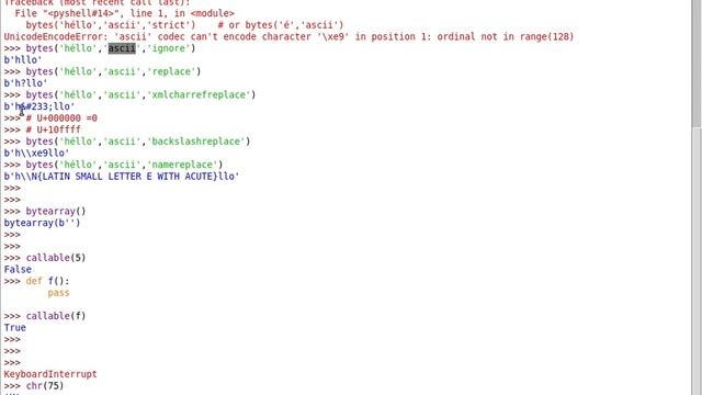 دورة بايثون (python) - Bytes bytearray chr ord builtin functions смотреть онлайн