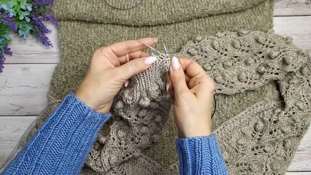 Платье спицами из букляшек. Часть 4. Закрытие петель иглой. смотреть онлайн