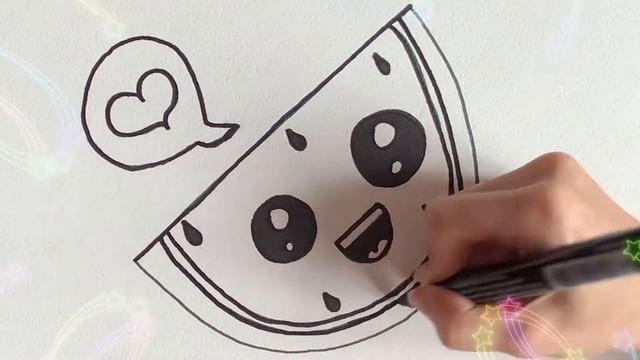 How to draw а watermelon? / Как нарисовать арбуз? /Tarvuzni qanday chizish mumkin? смотреть онлайн