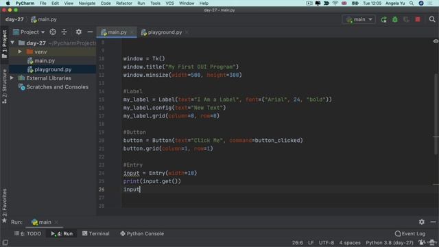 Day 27 - Tkinter, args, kwargs and Creating GU11. Tkinter Layout Managers pack(), place() and grid() смотреть онлайн