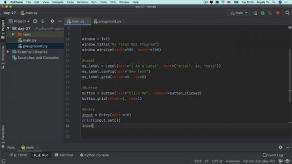 Day 27 - Tkinter, args, kwargs and Creating GU11. Tkinter Layout Managers pack(), place() and grid()