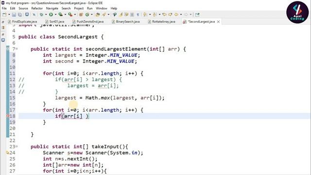 Q47- Second largest number in array java | Find second largest number in array in java (HINDI) смотреть онлайн