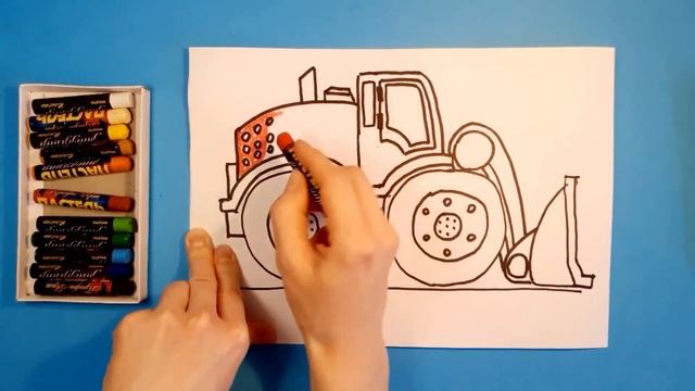 Как нарисовать ТРАКТОР (БУЛЬДОЗЕР). Рисуем с детьми. How to draw a TRACTOR (BULLDOZER). смотреть онлайн