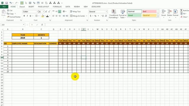 Automatically Enter Holiday in Attendance Sheet in Excel in Hindi VBA Step by Step смотреть онлайн