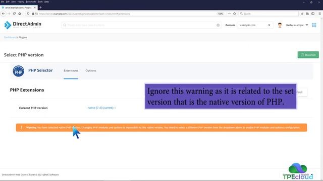 TPEcloud Tutorial: How to Change PHP Version via CloudLinux Selector in DirectAdmin смотреть онлайн