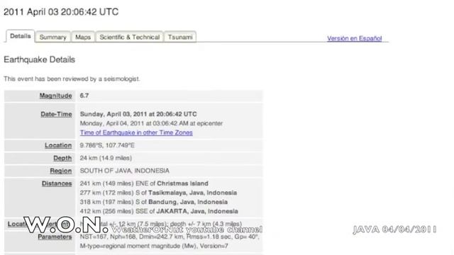 LARGE EarthQuake Java 6.7 mag April 2011 смотреть онлайн