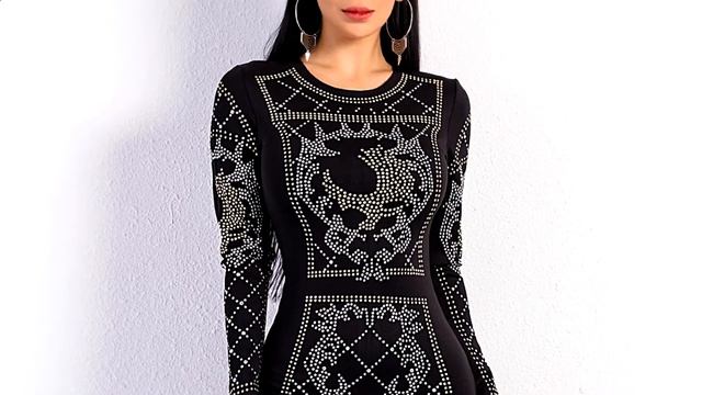 Короткое черное платье со стразами - Short black dress with sleeves and rhinestones! смотреть онлайн