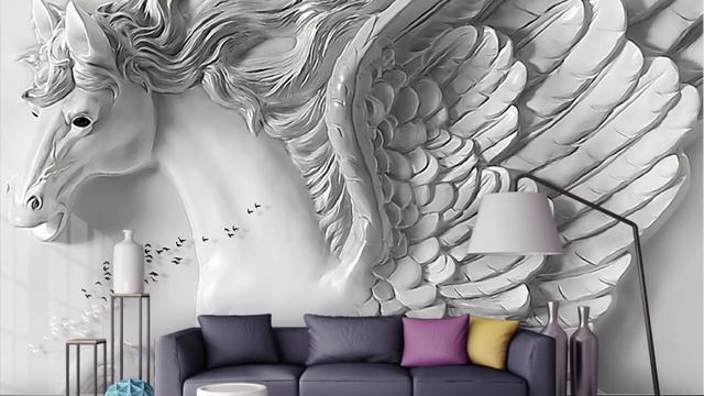 3D фото обои в дизайне интерьера комнаты в квартире и загородном доме смотреть онлайн