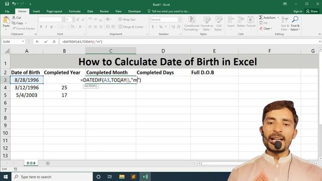 how to count age in excel - calculate age from date of birth in excel смотреть онлайн