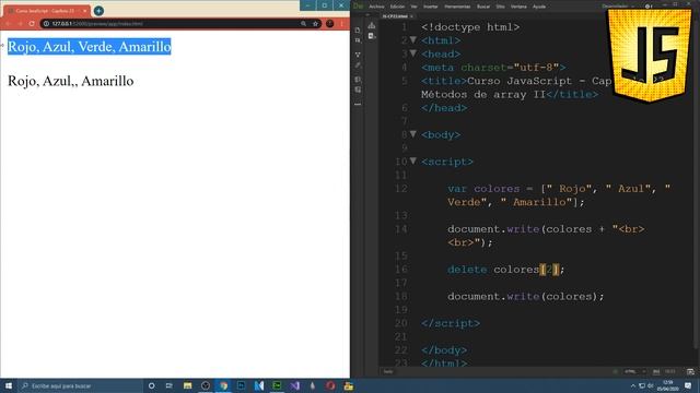 Los métodos de ARRAY II - SHIFT(), UNSHIFT() y LENGTH() - Capítulo 23 - Curso JavaScript desde cer смотреть онлайн