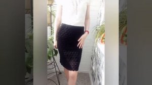 Вязаная юбка крючком"Черная классика". Обзор юбки. Вязаная юбка из хлопка. Crochet skirt.