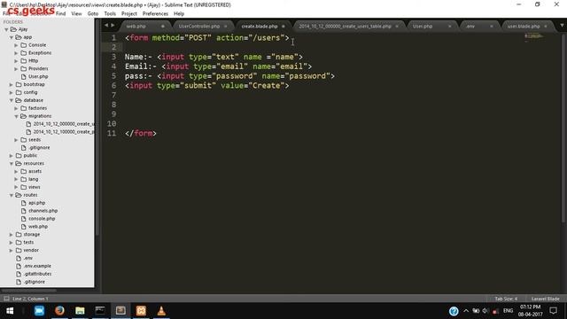 Laravel tutorial step by step 5 Post route and User creation Part 2 смотреть онлайн