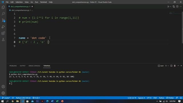 Python for beginners 42 : Dictionary Comprehension смотреть онлайн