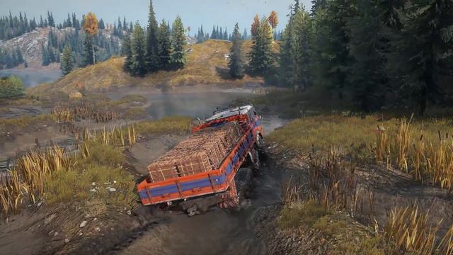 Dangerous Rivers in Extreme OffRoad Driving Simulation Game Spintires SnowRunner Tatra T813 смотреть онлайн