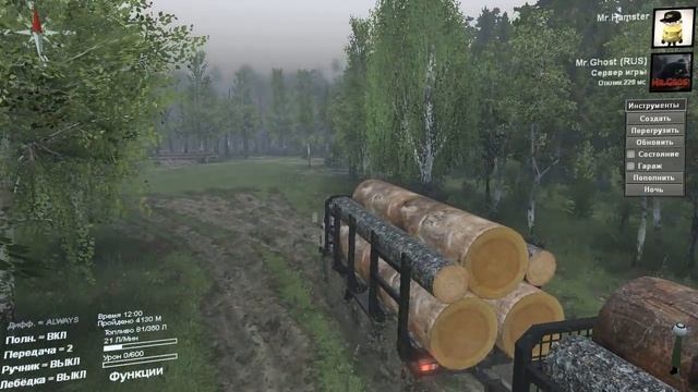 Прохождение карты "Нет дорог".Играю с M.G в Spintires. смотреть онлайн