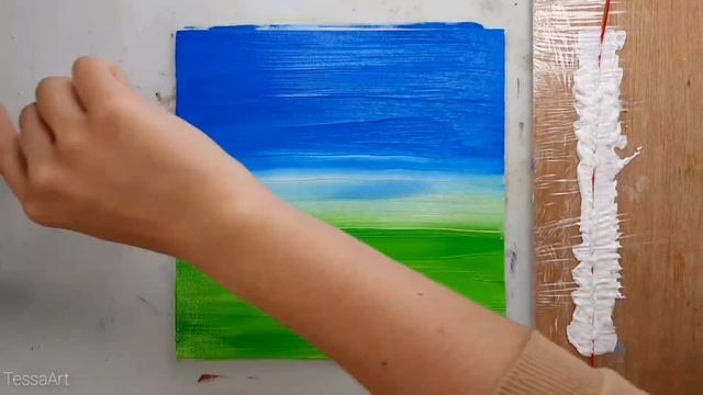 Рисуем берёзы ниткой. Очень простой рисунок акрилом (гуашью) смотреть онлайн