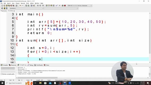 EP-47('C' Language): How to Pass Single Dimensional Array as Function Argument смотреть онлайн