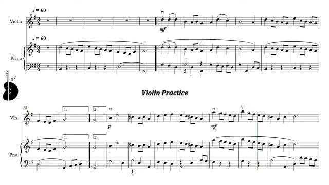 Suzuki Violin Book 1 | Minuet 1 | Piano Accompaniment | PPM = 60