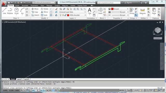 AutoCad 15 - Connecting the road profiles in 3D part 2 of 2 смотреть онлайн