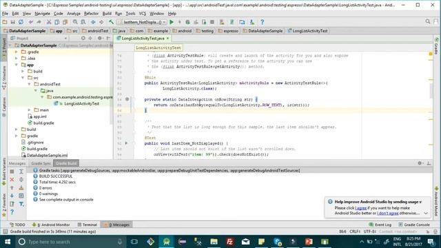 Testing Adapter View with Espresso using onData() смотреть онлайн