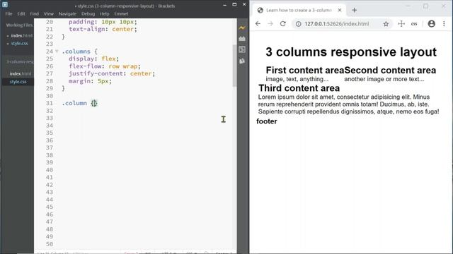 Learn How to Create a 3-column Responsive Layout with Flexbox смотреть онлайн