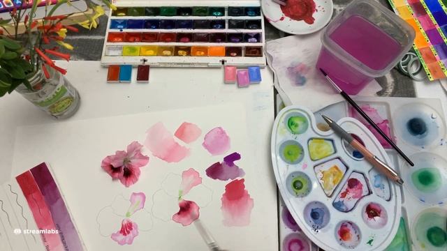 Рисуем цветы акварелью и разговариваем. смотреть онлайн