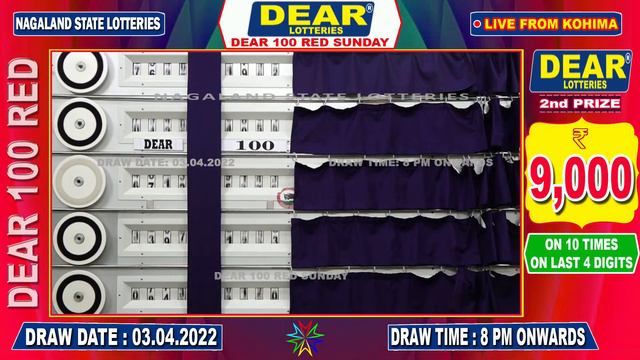 DEAR 100 RED SUNDAY WEEKLY LOTTERY LIVE TODAY 8 PM |03.04.2022| LIVE FROM NAGALAND смотреть онлайн