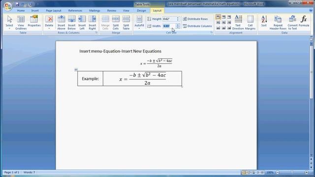 Belajar microsoft word 2007 |Cara Membuat/Insert Persamaan Matematika(Math Equations) di Ms word (1 смотреть онлайн
