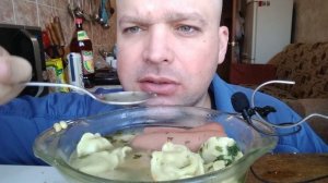 МУКБАНГ ПЕЛЬМЕНИ с бульоном/ОБЖОР сосиски