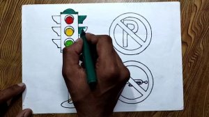Road safety rules drawing/How to draw traffic signs/How to make traffic lights step by step
