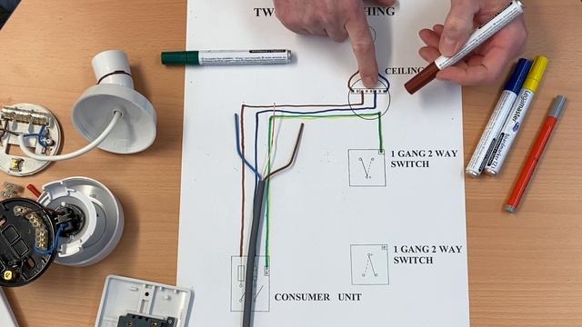 Wiring Diagram 2 Way Switching of a Lighting Circuit Using the 3 Plate Method Connections Explained смотреть онлайн
