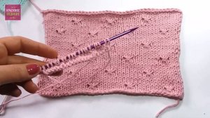 Легкие узоры спицами. Два простых узора в виде мелких звездочек на лицевой глади. Видео.