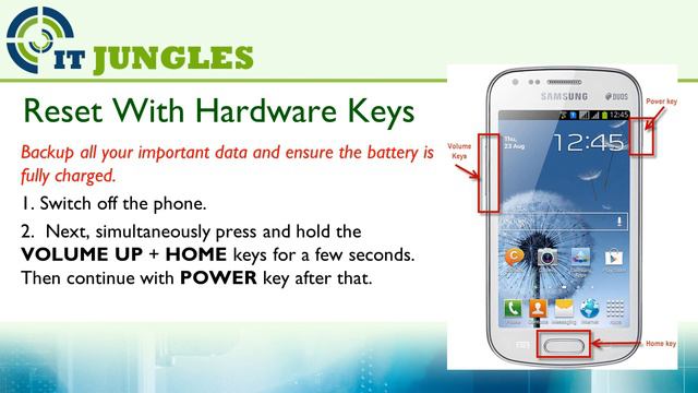 How to Hard Reset Samsung S Duos GT-S7562